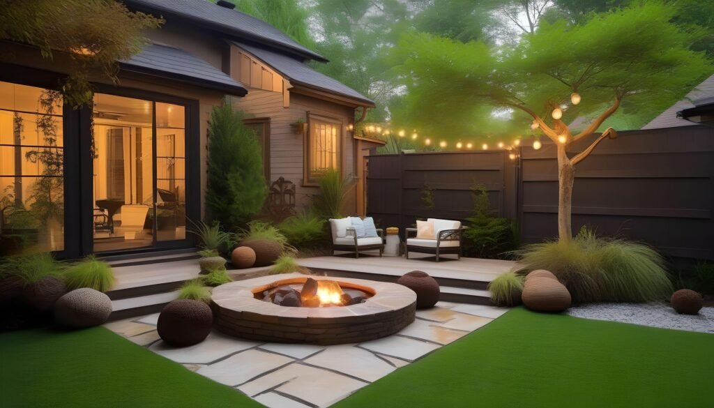 backyard with stylish decor